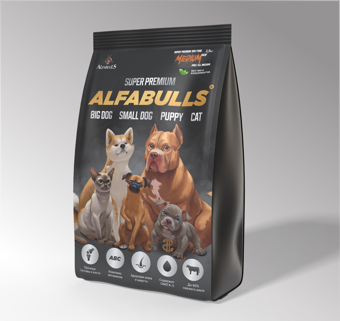 Корм для собак AlfaBulls Medium